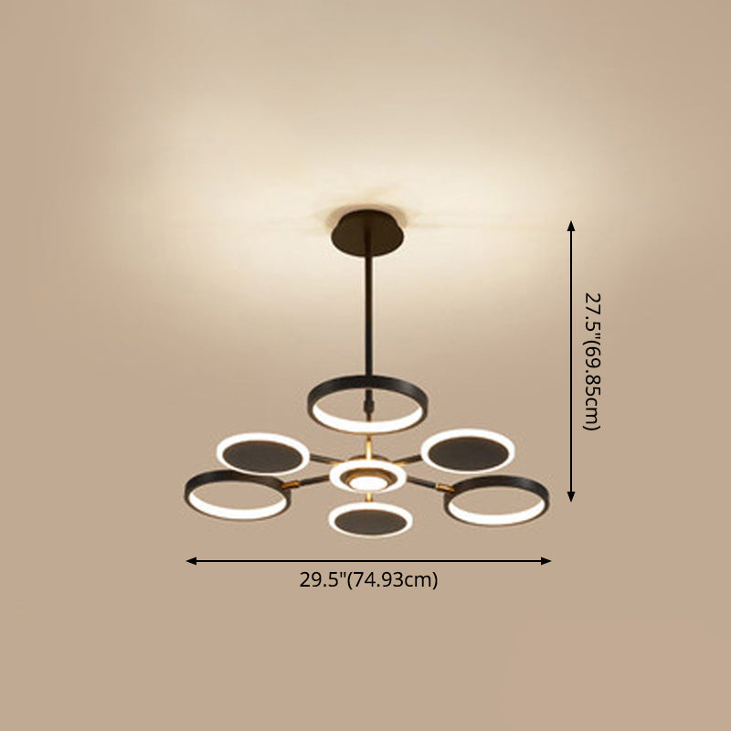 Circle LED Ceiling Chandelier Modern Metal Ceiling Hung Fixtures with Hanging Cord for Living Room Clearhalo 'Ceiling Lights' 'Chandeliers' 'Modern Chandeliers' 'Modern' Lighting' 2562828