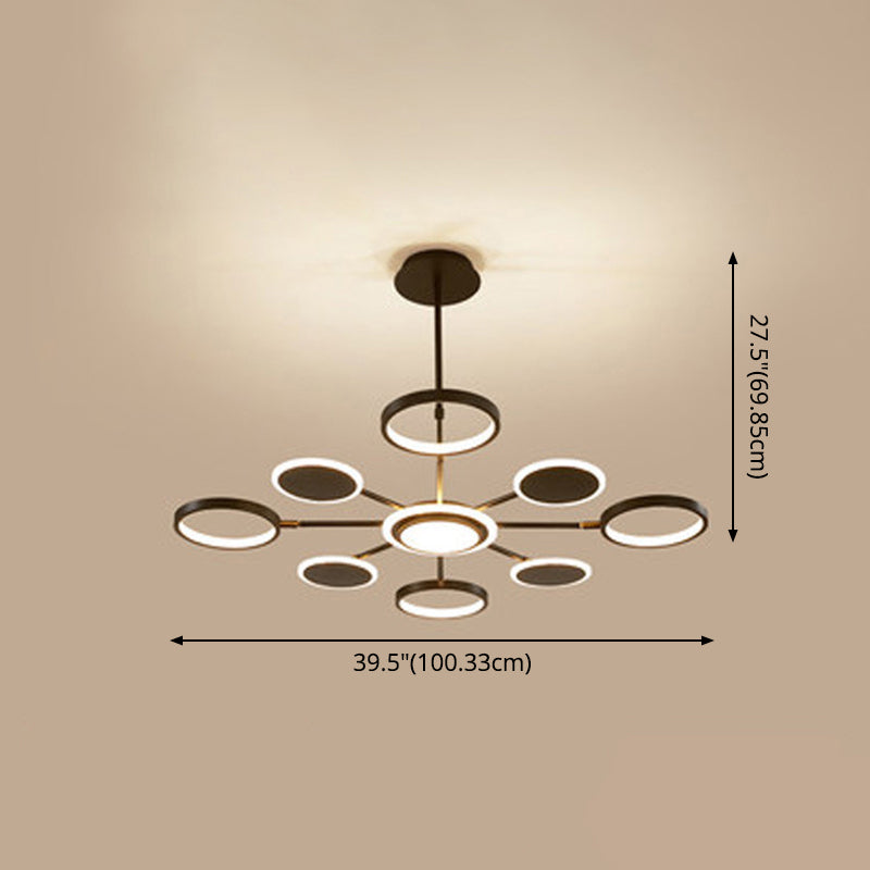 Circle LED Ceiling Chandelier Modern Metal Ceiling Hung Fixtures with Hanging Cord for Living Room Clearhalo 'Ceiling Lights' 'Chandeliers' 'Modern Chandeliers' 'Modern' Lighting' 2562829