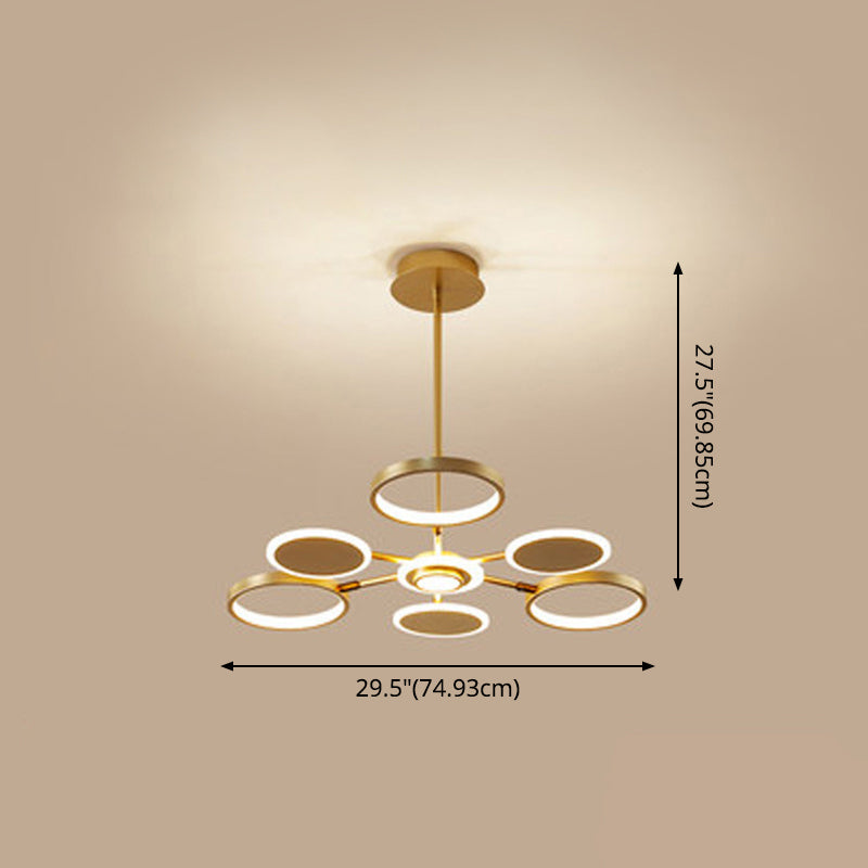 Circle LED Ceiling Chandelier Modern Metal Ceiling Hung Fixtures with Hanging Cord for Living Room Clearhalo 'Ceiling Lights' 'Chandeliers' 'Modern Chandeliers' 'Modern' Lighting' 2562830