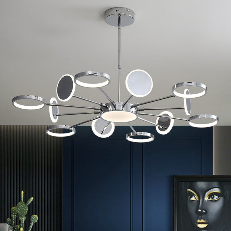 Ring Chandelier Lighting Fixtures Modernist Metal Pendant Chandelier with Hanging Cord for Living Room Clearhalo 'Ceiling Lights' 'Chandeliers' 'Modern Chandeliers' 'Modern' Lighting' 2562831