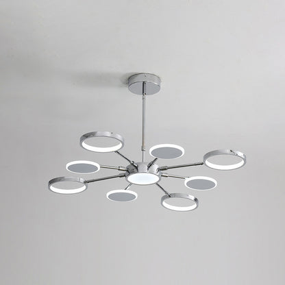 Ring Chandelier Lighting Fixtures Modernist Metal Pendant Chandelier with Hanging Cord for Living Room 8 Chrome White Clearhalo 'Ceiling Lights' 'Chandeliers' 'Modern Chandeliers' 'Modern' Lighting' 2562833