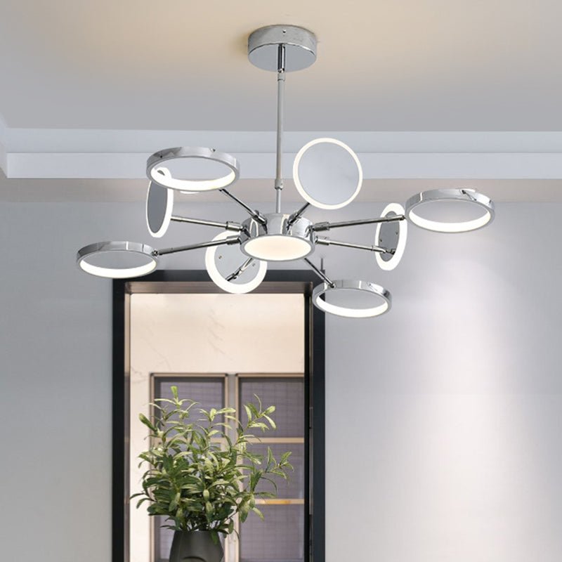Ring Chandelier Lighting Fixtures Modernist Metal Pendant Chandelier with Hanging Cord for Living Room Clearhalo 'Ceiling Lights' 'Chandeliers' 'Modern Chandeliers' 'Modern' Lighting' 2562836