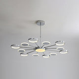 Ring Chandelier Lighting Fixtures Modernist Metal Pendant Chandelier with Hanging Cord for Living Room 12 Chrome Warm Clearhalo 'Ceiling Lights' 'Chandeliers' 'Modern Chandeliers' 'Modern' Lighting' 2562837