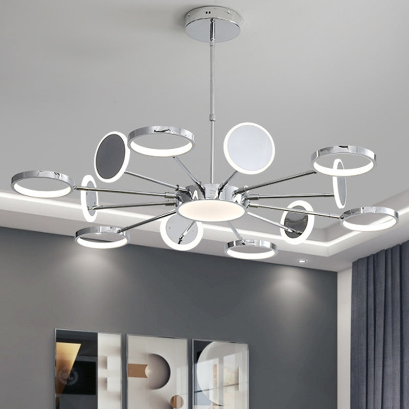Ring Chandelier Lighting Fixtures Modernist Metal Pendant Chandelier with Hanging Cord for Living Room Clearhalo 'Ceiling Lights' 'Chandeliers' 'Modern Chandeliers' 'Modern' Lighting' 2562838