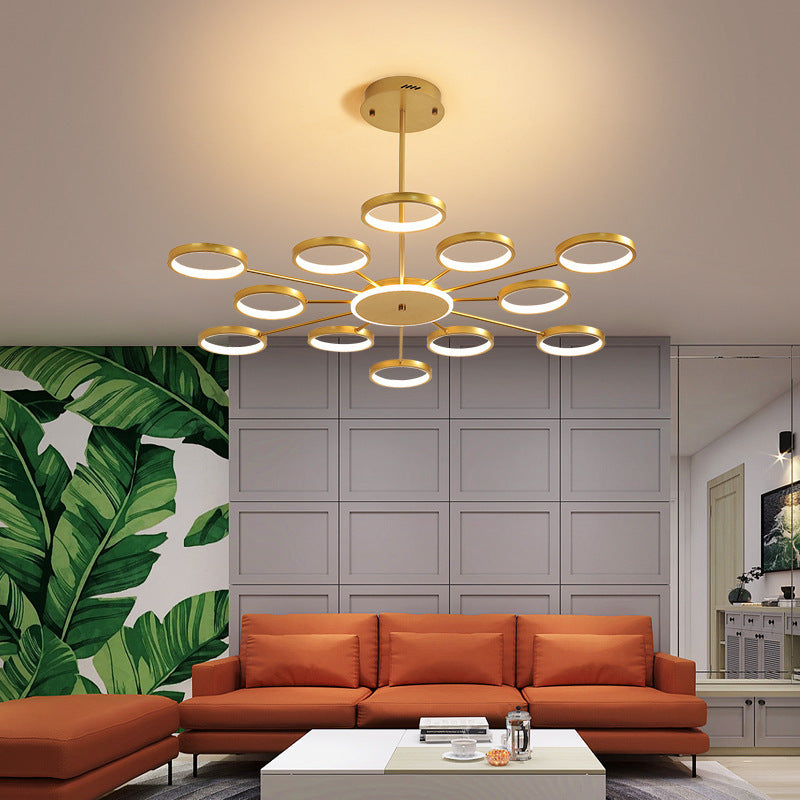 Starburst Chandelier Lighting Contemporary Metal Hanging Lamp Kit for Living Room Gold 47.5" Clearhalo 'Ceiling Lights' 'Chandeliers' 'Modern Chandeliers' 'Modern' Lighting' 2562846