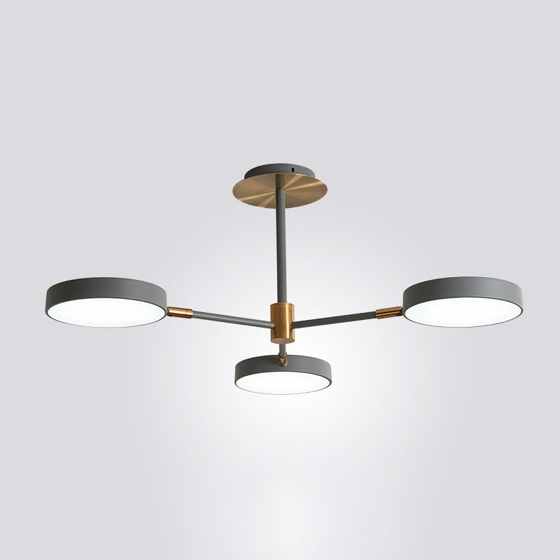 Round Ceiling Chandelier Ultra-Contemporary Metal Hanging Ceiling Lights for Living Room 3 Grey Clearhalo 'Ceiling Lights' 'Chandeliers' 'Modern Chandeliers' 'Modern' Lighting' 2562856