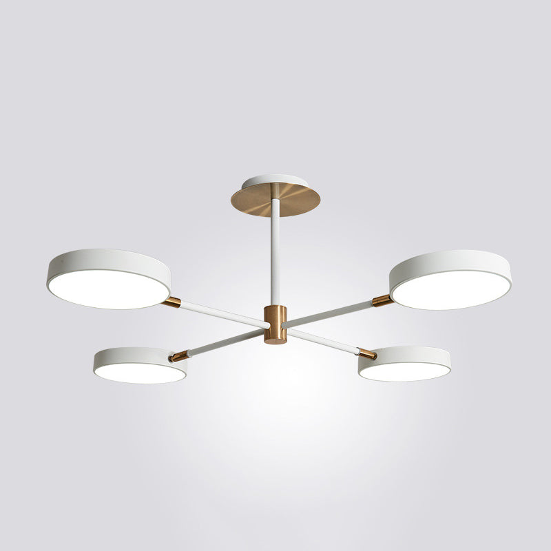 Round Ceiling Chandelier Ultra-Contemporary Metal Hanging Ceiling Lights for Living Room 4 White Clearhalo 'Ceiling Lights' 'Chandeliers' 'Modern Chandeliers' 'Modern' Lighting' 2562861