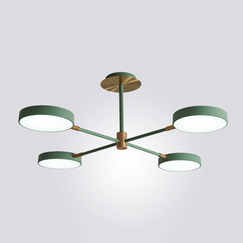 Round Ceiling Chandelier Ultra-Contemporary Metal Hanging Ceiling Lights for Living Room 4 Green Clearhalo 'Ceiling Lights' 'Chandeliers' 'Modern Chandeliers' 'Modern' Lighting' 2562866