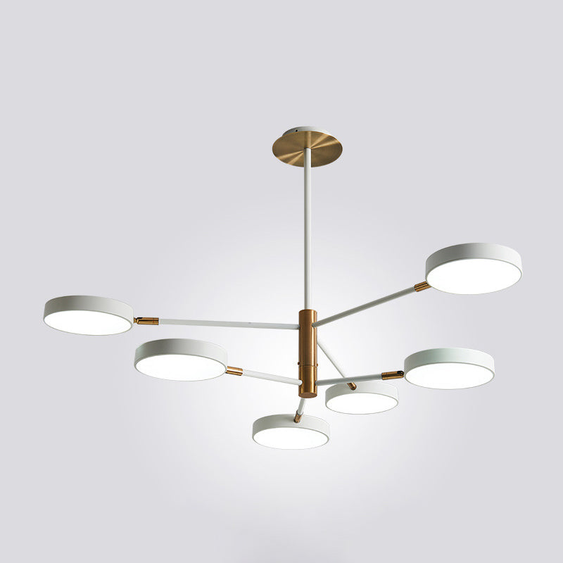 Round Ceiling Chandelier Ultra-Contemporary Metal Hanging Ceiling Lights for Living Room 6 White Clearhalo 'Ceiling Lights' 'Chandeliers' 'Modern Chandeliers' 'Modern' Lighting' 2562870