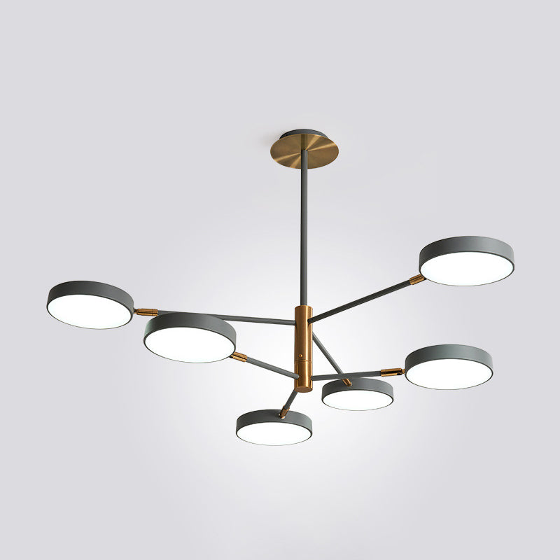 Round Ceiling Chandelier Ultra-Contemporary Metal Hanging Ceiling Lights for Living Room 6 Grey Clearhalo 'Ceiling Lights' 'Chandeliers' 'Modern Chandeliers' 'Modern' Lighting' 2562871