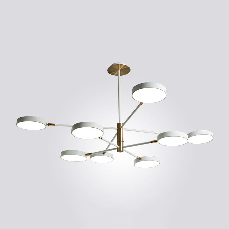 Round Ceiling Chandelier Ultra-Contemporary Metal Hanging Ceiling Lights for Living Room 8 White Clearhalo 'Ceiling Lights' 'Chandeliers' 'Modern Chandeliers' 'Modern' Lighting' 2562874