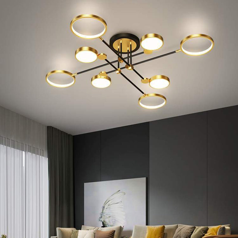 Ring Chandelier Pendant Light Modernist Metal Hanging Lamps with Hanging Cord for Living Room Clearhalo 'Ceiling Lights' 'Close To Ceiling Lights' 'Close to ceiling' Lighting' 2562878