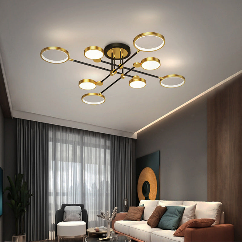 Ring Chandelier Pendant Light Modernist Metal Hanging Lamps with Hanging Cord for Living Room Clearhalo 'Ceiling Lights' 'Close To Ceiling Lights' 'Close to ceiling' Lighting' 2562881