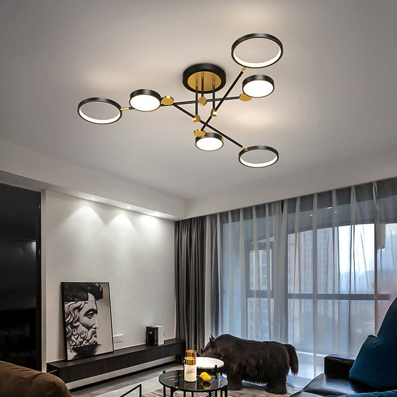 Ring Chandelier Pendant Light Modernist Metal Hanging Lamps with Hanging Cord for Living Room Clearhalo 'Ceiling Lights' 'Close To Ceiling Lights' 'Close to ceiling' Lighting' 2562884