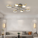 Circle Chandelier Lighting Fixtures Contemporary Metal Hanging Lights for Living Room 6 Gold Clearhalo 'Ceiling Lights' 'Close To Ceiling Lights' 'Close to ceiling' 'Semi-flushmount' Lighting' 2562905