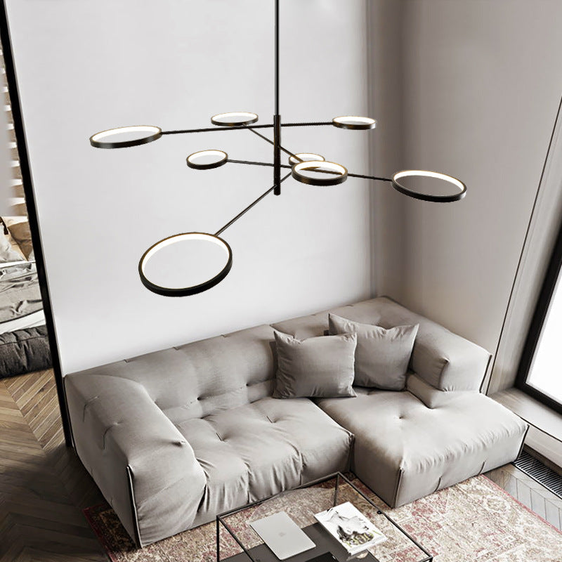 Ring Ceiling Chandelier Modernist Metal Pendant Light Fixtures with Hanging Cord for Restaurant Clearhalo 'Ceiling Lights' 'Chandeliers' 'Modern Chandeliers' 'Modern' Lighting' 2562929