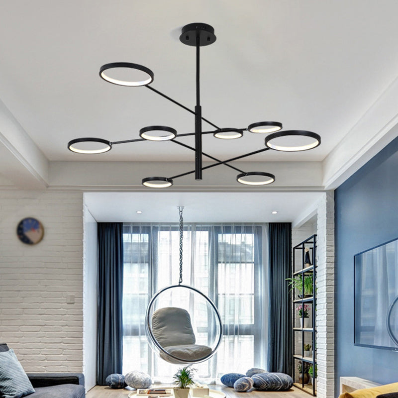 Ring Ceiling Chandelier Modernist Metal Pendant Light Fixtures with Hanging Cord for Restaurant Clearhalo 'Ceiling Lights' 'Chandeliers' 'Modern Chandeliers' 'Modern' Lighting' 2562933