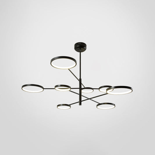 Ring Ceiling Chandelier Modernist Metal Pendant Light Fixtures with Hanging Cord for Restaurant 8 Black White Clearhalo 'Ceiling Lights' 'Chandeliers' 'Modern Chandeliers' 'Modern' Lighting' 2562936