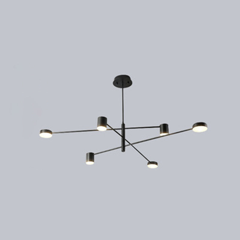 Sputnik Chandelier Light Fixture Contemporary Metal Pendant Light Fixture for Living Room 6 Black Clearhalo 'Ceiling Lights' 'Chandeliers' 'Modern Chandeliers' 'Modern' Lighting' 2562949