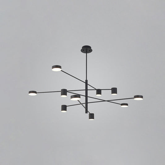 Sputnik Chandelier Light Fixture Contemporary Metal Pendant Light Fixture for Living Room 10 Black Clearhalo 'Ceiling Lights' 'Chandeliers' 'Modern Chandeliers' 'Modern' Lighting' 2562953