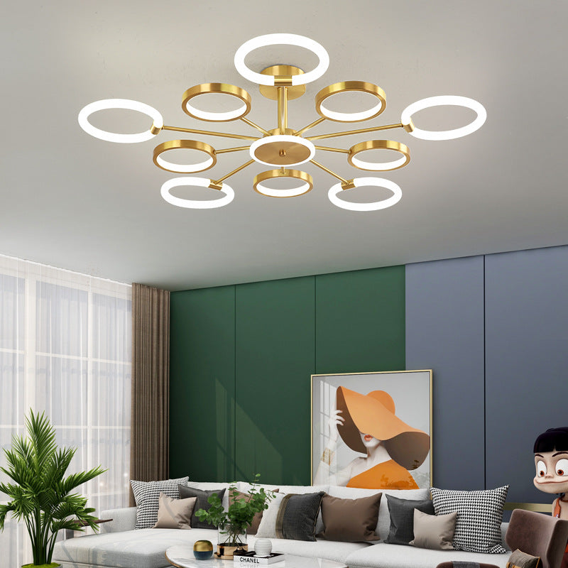 Radial Chandelier Lighting Fixtures Ultra-Contemporary Metal Pendant Lighting for Living Room Clearhalo 'Ceiling Lights' 'Close To Ceiling Lights' 'Close to ceiling' 'Semi-flushmount' Lighting' 2562960