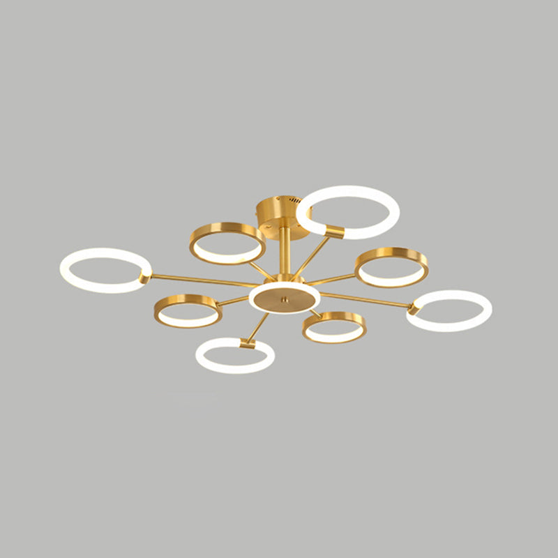 Radial Chandelier Lighting Fixtures Ultra-Contemporary Metal Pendant Lighting for Living Room 8 Brass Clearhalo 'Ceiling Lights' 'Close To Ceiling Lights' 'Close to ceiling' 'Semi-flushmount' Lighting' 2562962