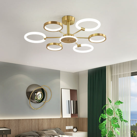 Radial Chandelier Lighting Fixtures Ultra-Contemporary Metal Pendant Lighting for Living Room Clearhalo 'Ceiling Lights' 'Close To Ceiling Lights' 'Close to ceiling' 'Semi-flushmount' Lighting' 2562965