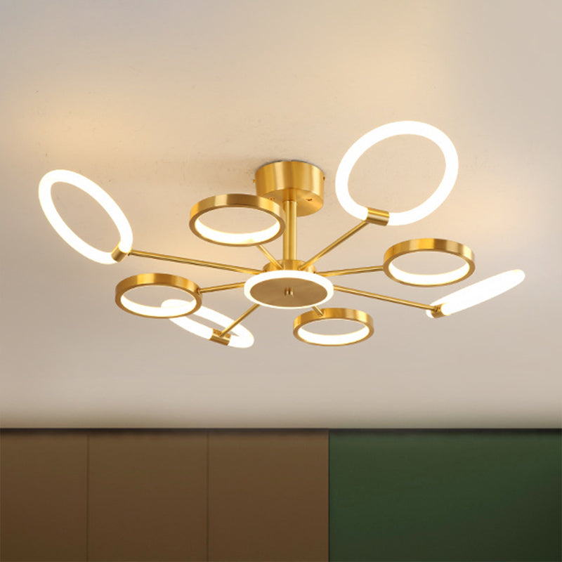 Radial Chandelier Lighting Fixtures Ultra-Contemporary Metal Pendant Lighting for Living Room Clearhalo 'Ceiling Lights' 'Close To Ceiling Lights' 'Close to ceiling' 'Semi-flushmount' Lighting' 2562967
