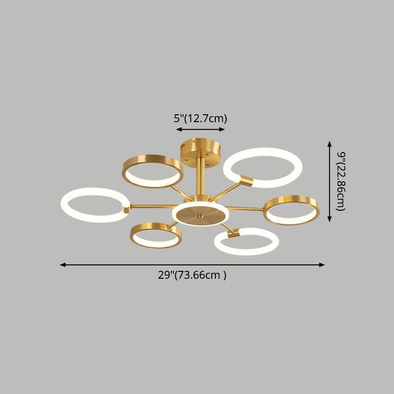 Radial Chandelier Lighting Fixtures Ultra-Contemporary Metal Pendant Lighting for Living Room Clearhalo 'Ceiling Lights' 'Close To Ceiling Lights' 'Close to ceiling' 'Semi-flushmount' Lighting' 2562968