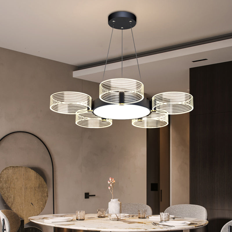Circle Chandelier Lighting Modernist Acrylic Ceiling Pendant Light for Living Room Clearhalo 'Ceiling Lights' 'Chandeliers' 'Modern Chandeliers' 'Modern' Lighting' 2562974