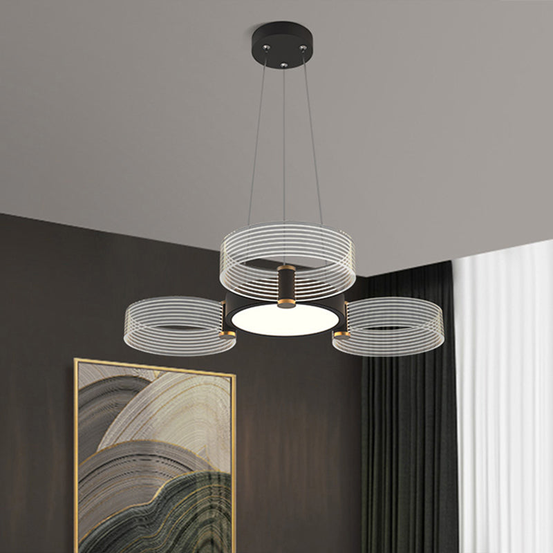 Circle Chandelier Lighting Modernist Acrylic Ceiling Pendant Light for Living Room Clearhalo 'Ceiling Lights' 'Chandeliers' 'Modern Chandeliers' 'Modern' Lighting' 2562975