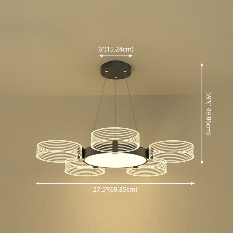 Circle Chandelier Lighting Modernist Acrylic Ceiling Pendant Light for Living Room Clearhalo 'Ceiling Lights' 'Chandeliers' 'Modern Chandeliers' 'Modern' Lighting' 2562976