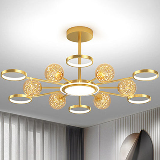 Ring and Ball Chandelier Pendant Light Ultra-Contemporary Metal Hanging Pendant Lights for Living Room Clearhalo 'Ceiling Lights' 'Chandeliers' 'Modern Chandeliers' 'Modern' Lighting' 2563004