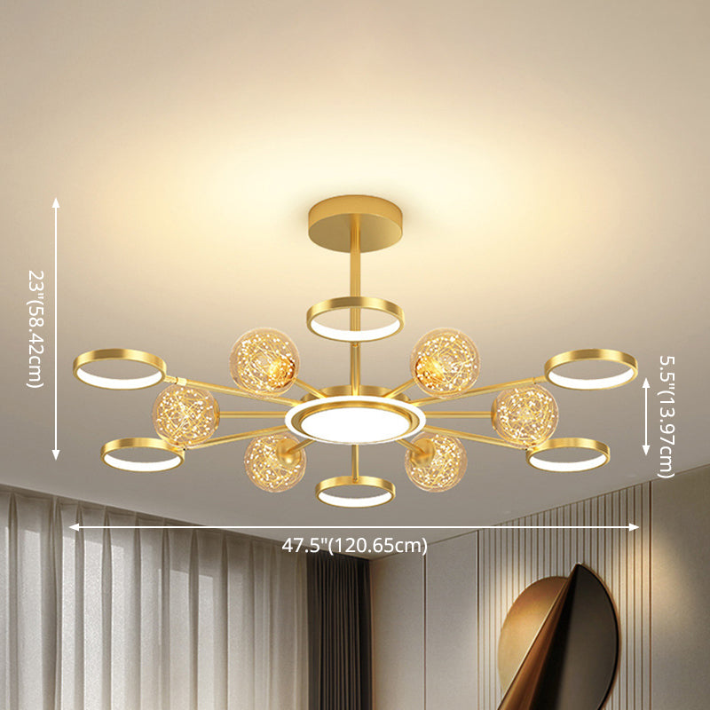 Ring and Ball Chandelier Pendant Light Ultra-Contemporary Metal Hanging Pendant Lights for Living Room Clearhalo 'Ceiling Lights' 'Chandeliers' 'Modern Chandeliers' 'Modern' Lighting' 2563006