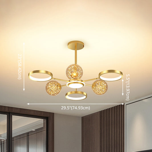 Ring and Ball Chandelier Pendant Light Ultra-Contemporary Metal Hanging Pendant Lights for Living Room Clearhalo 'Ceiling Lights' 'Chandeliers' 'Modern Chandeliers' 'Modern' Lighting' 2563008