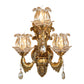 3 Heads Living Room Wall Light Vintage Brass Sconce Light Fixture with Flower Clear Glass Shade Clearhalo 'Wall Lamps & Sconces' 'Wall Lights' Lighting' 256352