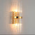 Cylinder Wall Light Fixture Modern Tri-Sided Crystal Rod 2 Heads Gold Sconce Light Gold Clearhalo 'Modern wall lights' 'Modern' 'Wall Lamps & Sconces' 'Wall Lights' Lighting' 256409