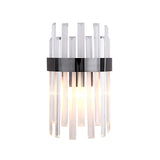 2 Heads Bedroom Wall Light Postmodern Black/Gold Sconce Light Fixture with Half-Cylinder Three Side Crystal Rod Shade Clearhalo 'Modern wall lights' 'Modern' 'Wall Lamps & Sconces' 'Wall Lights' Lighting' 256442