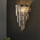 4 Tiers Wall Mount Light Postmodern Smoke Gray Tri-Sided Crystal Rod 2 Heads Living Room Sconce Light Clearhalo 'Modern wall lights' 'Modern' 'Wall Lamps & Sconces' 'Wall Lights' Lighting' 256455