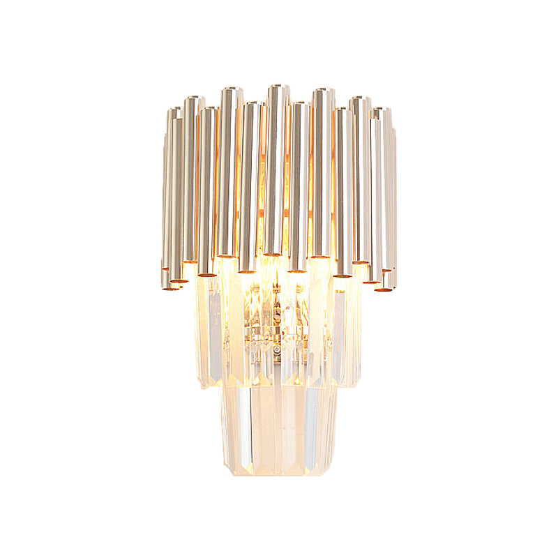 Tiered Wall Mounted Light Modern Crystal Block 4 Heads Gold Sconce Light for Bedroom Clearhalo 'Modern wall lights' 'Modern' 'Wall Lamps & Sconces' 'Wall Lights' Lighting' 256508