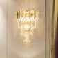Gold 4 Layers Wall Mounted Light Modern 3 Heads Crystal Block Sconce Light Fixture Clearhalo 'Modern wall lights' 'Modern' 'Wall Lamps & Sconces' 'Wall Lights' Lighting' 256566