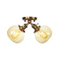 Amber/Clear Glass Ball Semi Flush Pendant Light Industrial Style 2 Heads Black/Bronze Ceiling Mounted Lamp for Restaurant Clearhalo 'Ceiling Lights' 'Close To Ceiling Lights' 'Close to ceiling' 'Glass shade' 'Glass' 'Semi-flushmount' Lighting' 256606