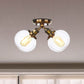 Amber/Clear Glass Ball Semi Flush Pendant Light Industrial Style 2 Heads Black/Bronze Ceiling Mounted Lamp for Restaurant Clearhalo 'Ceiling Lights' 'Close To Ceiling Lights' 'Close to ceiling' 'Glass shade' 'Glass' 'Semi-flushmount' Lighting' 256608