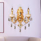 Gold Candle Sconce Light Traditional Metal 2 Heads Living Room Wall Mount Light with Crystal Drop Clearhalo 'Wall Lamps & Sconces' 'Wall Lights' Lighting' 256634
