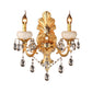 Gold Candle Sconce Light Traditional Metal 2 Heads Living Room Wall Mount Light with Crystal Drop Clearhalo 'Wall Lamps & Sconces' 'Wall Lights' Lighting' 256638