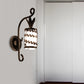 Flower/Leaf/Metal Frame Corridor Wall Lamp Country Style Milky Glass 1 Light Black Sconce Light Fixture Black Flower Clearhalo 'Wall Lamps & Sconces' 'Wall Lights' Lighting' 256647