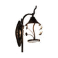 Flower/Leaf/Metal Frame Corridor Wall Lamp Country Style Milky Glass 1 Light Black Sconce Light Fixture Clearhalo 'Wall Lamps & Sconces' 'Wall Lights' Lighting' 256651