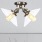 Conical Restaurant Semi Flush Light Clear Glass 2 Lights Industrial Stylish Ceiling Flush Mount in Black/Bronze Bronze Clearhalo 'Ceiling Lights' 'Close To Ceiling Lights' 'Close to ceiling' 'Glass shade' 'Glass' 'Pendant Lights' 'Semi-flushmount' Lighting' 256673