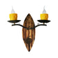 2 Lights Candle Wall Lamp Vintage Yellow Resin Sconce Light Fixture with Wood Backplate Clearhalo 'Wall Lamps & Sconces' 'Wall Lights' Lighting' 256757