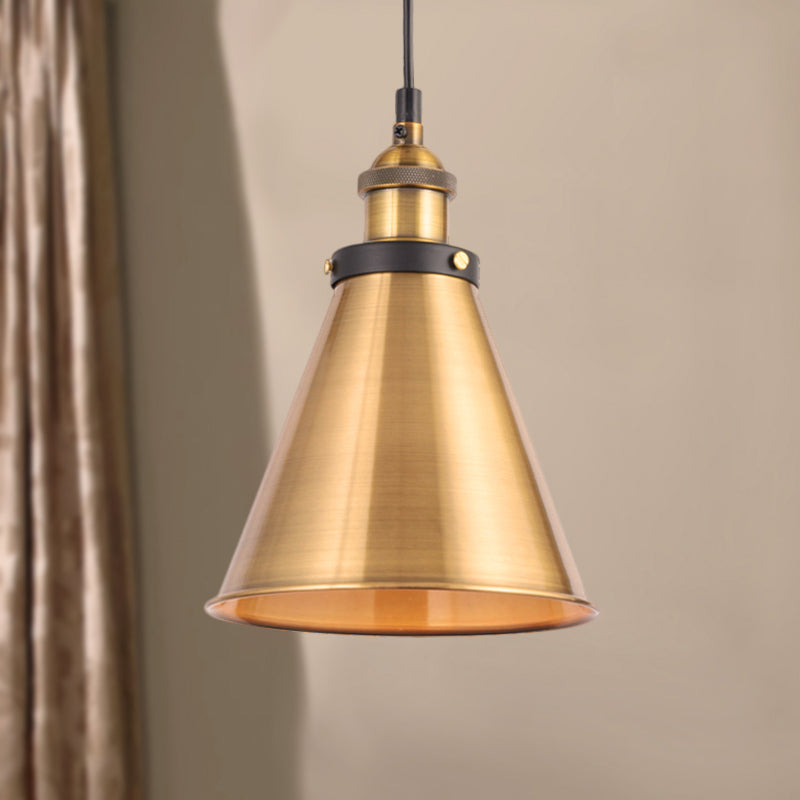 Barn Shade Metal Suspension Light Industrial Style 1 Bulb Brass Adjustable Hanging Ceiling Light Clearhalo 'Art Deco Pendants' 'Cast Iron' 'Ceiling Lights' 'Ceramic' 'Crystal' 'Industrial Pendants' 'Industrial' 'Metal' 'Middle Century Pendants' 'Pendant Lights' 'Pendants' 'Tiffany' Lighting' 256858